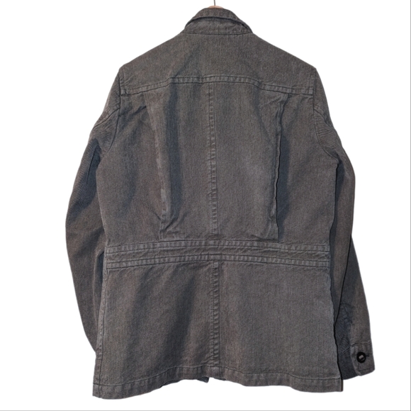 Mens Fossil Cotton Zip Button Up Military Utility Field Denim Jacket Grey Medium - Picture 2 of 10